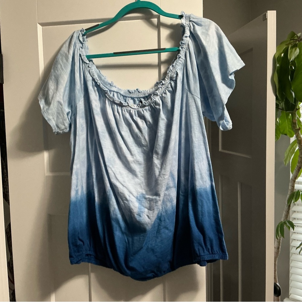 Lane Bryant Light to Dark Blue Ombre Blouse